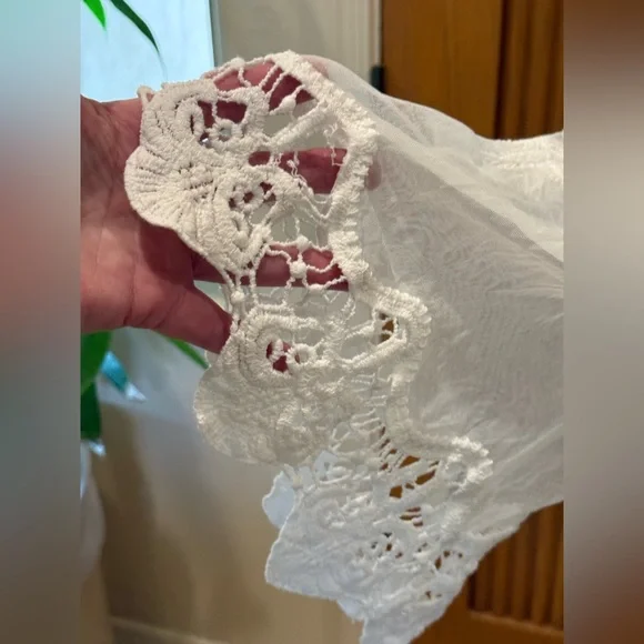 Vintage Style Embroidered White Lace Kimono Jacket/Coverup, One Size - Picture 5 of 14